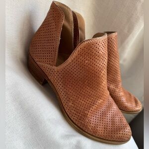Lucky Brand Leather Booties Tan Ankle Boots Cowgirl Booties